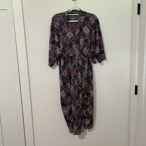 Anthropologie Dress Women’s Small 3/4 Sleeve Miska Midi Dress Plum Kaftan Caftan